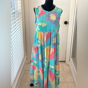 Umgee Colorful Patchwork Midi Dress